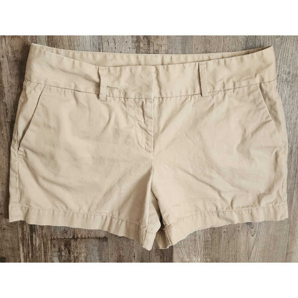 Ann Taylor Loft Chino Shorts Womens 4 Tan Khaki Cotton Mid Rise Casual Summer